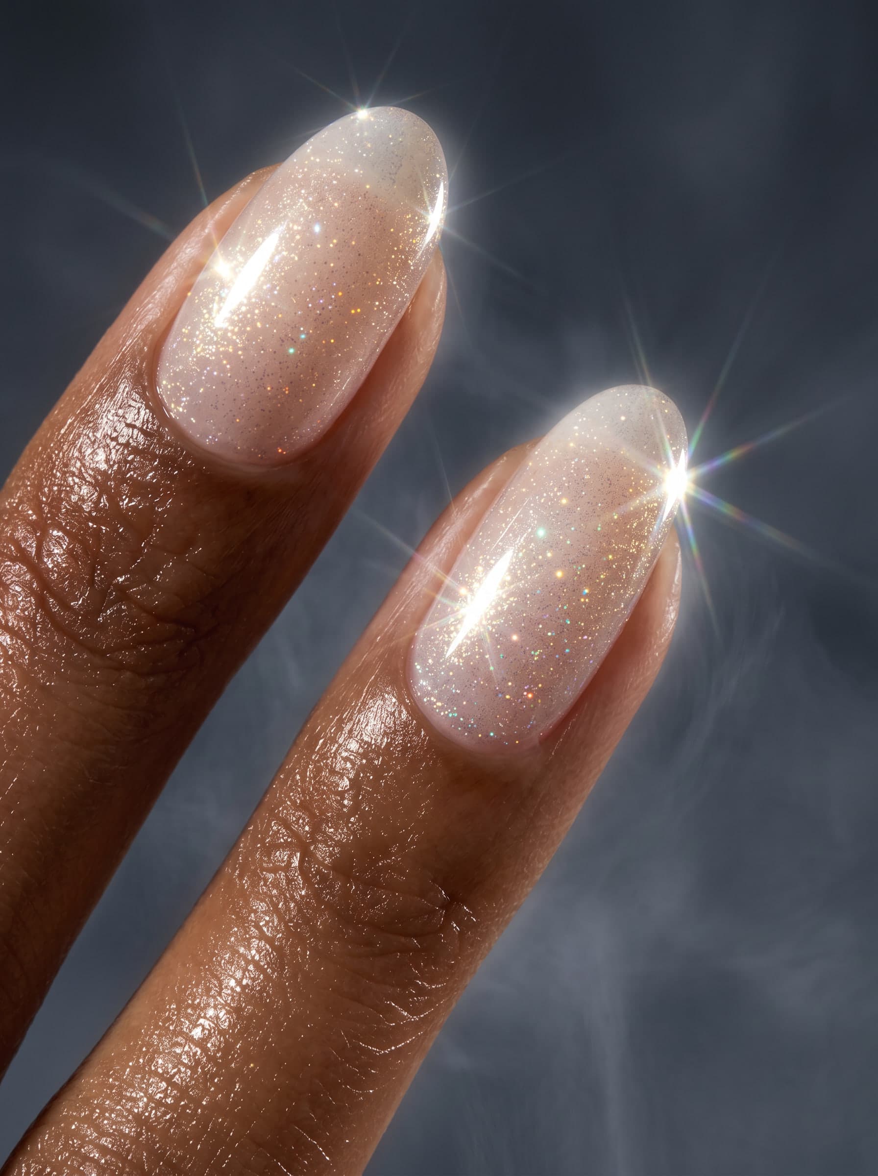 Glazed, glittering nails
